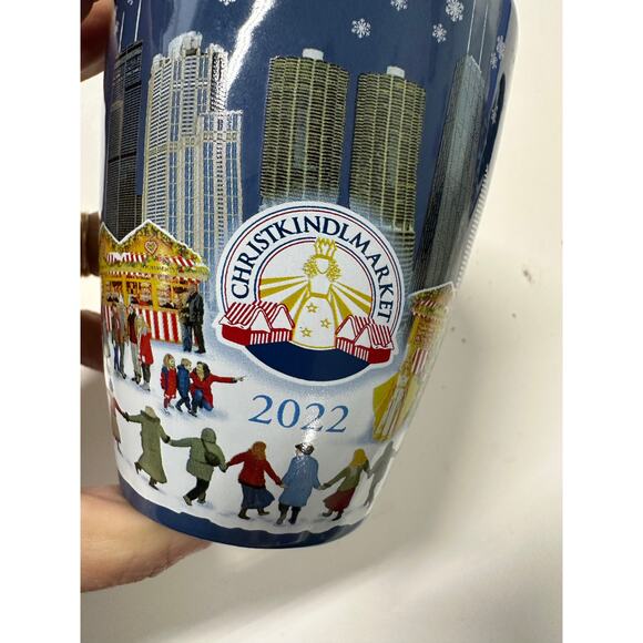 2022 Christkindlmarket Mug Christmas German Market - CHICAGO Snowy Blue - Picture 8 of 8